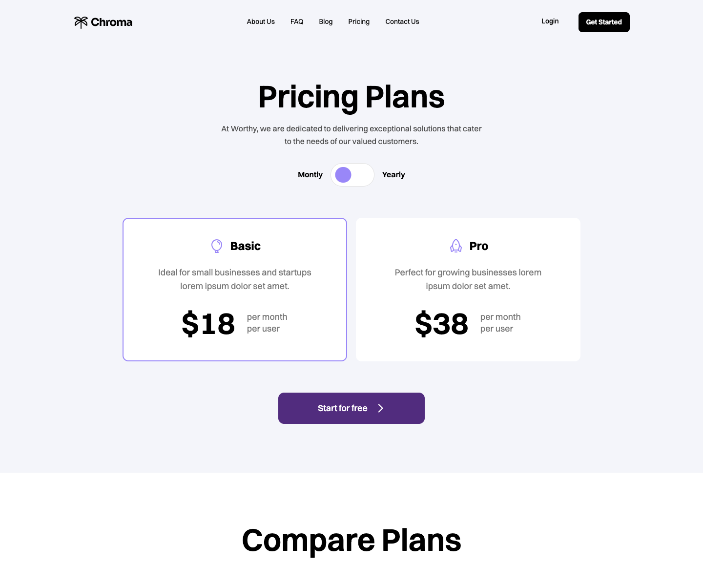 Pricing Page Variation 3