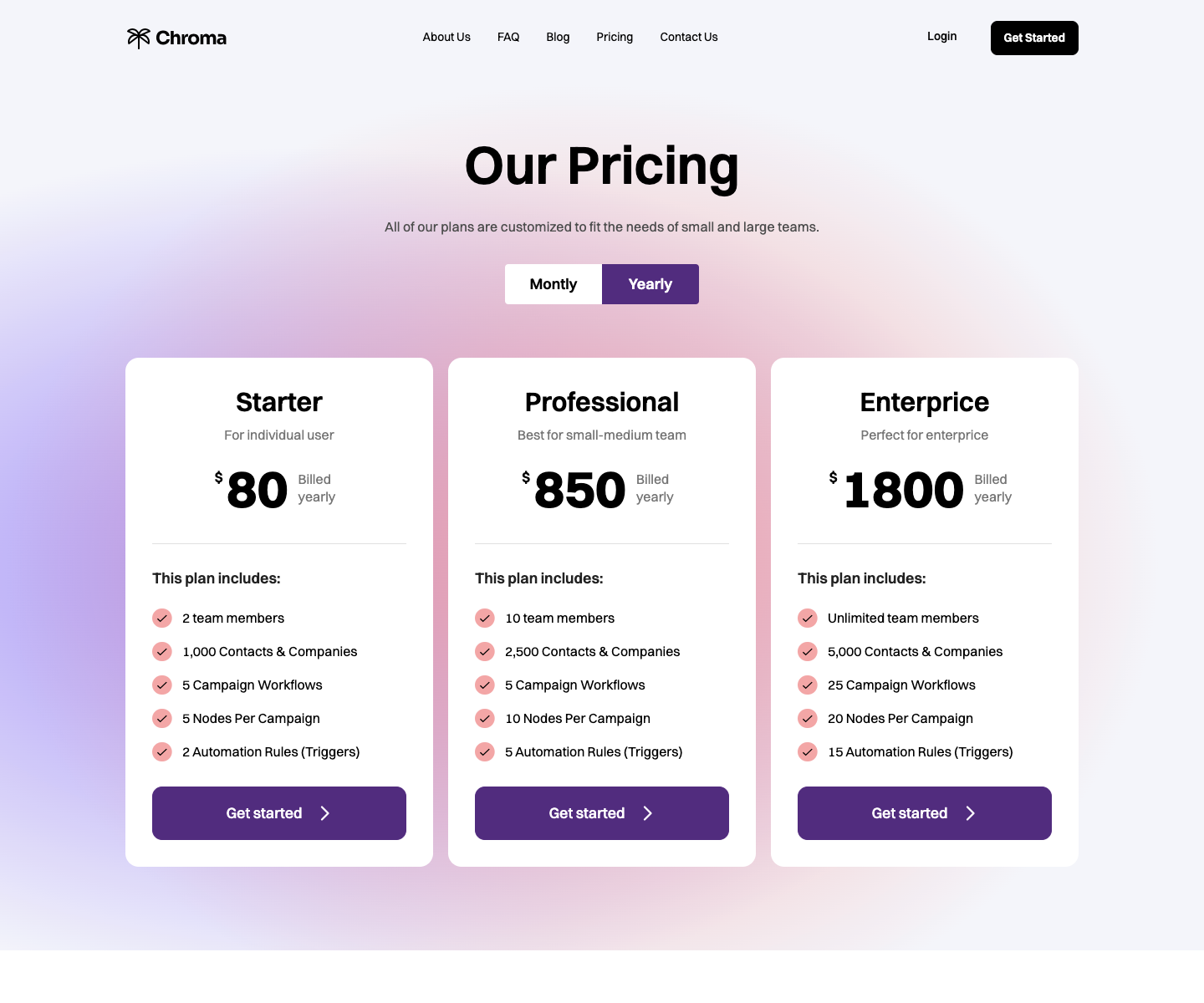 Pricing Page Variation 1