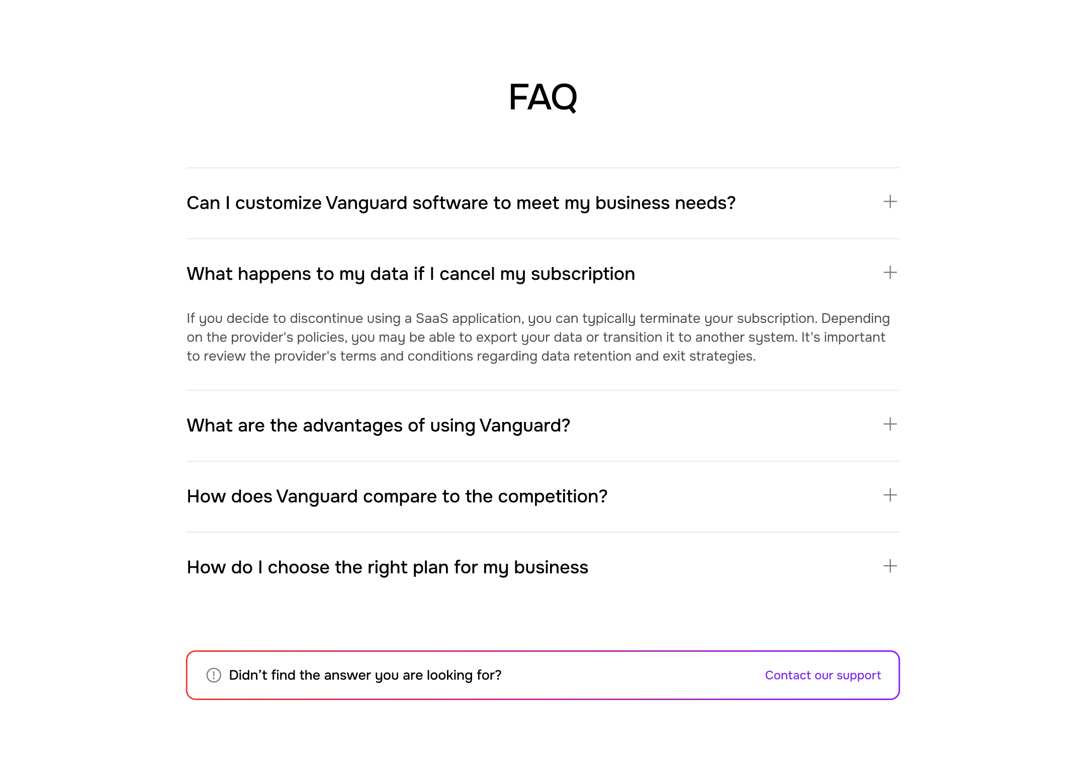 FAQ Variation 1