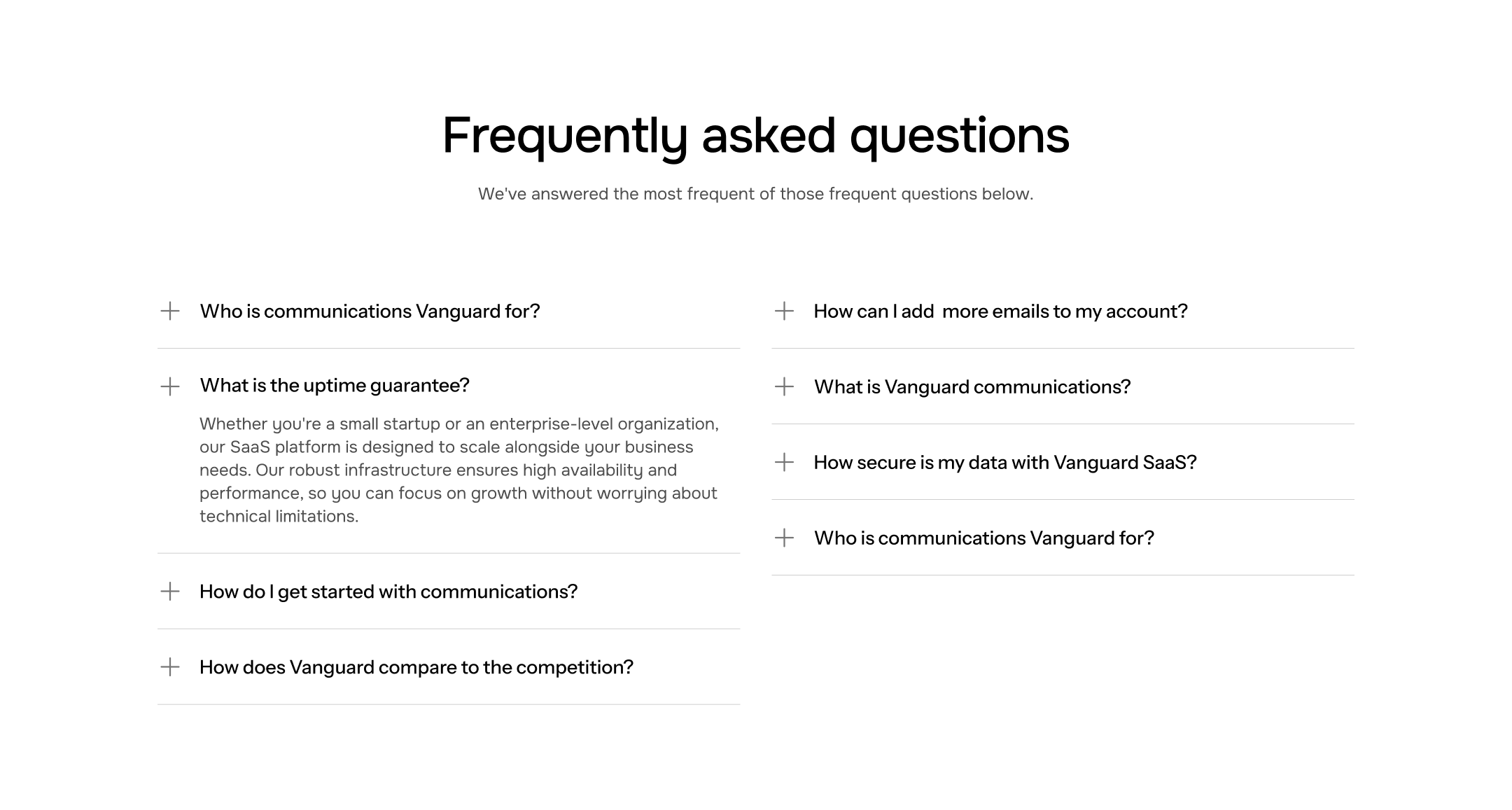 FAQ Variation 2