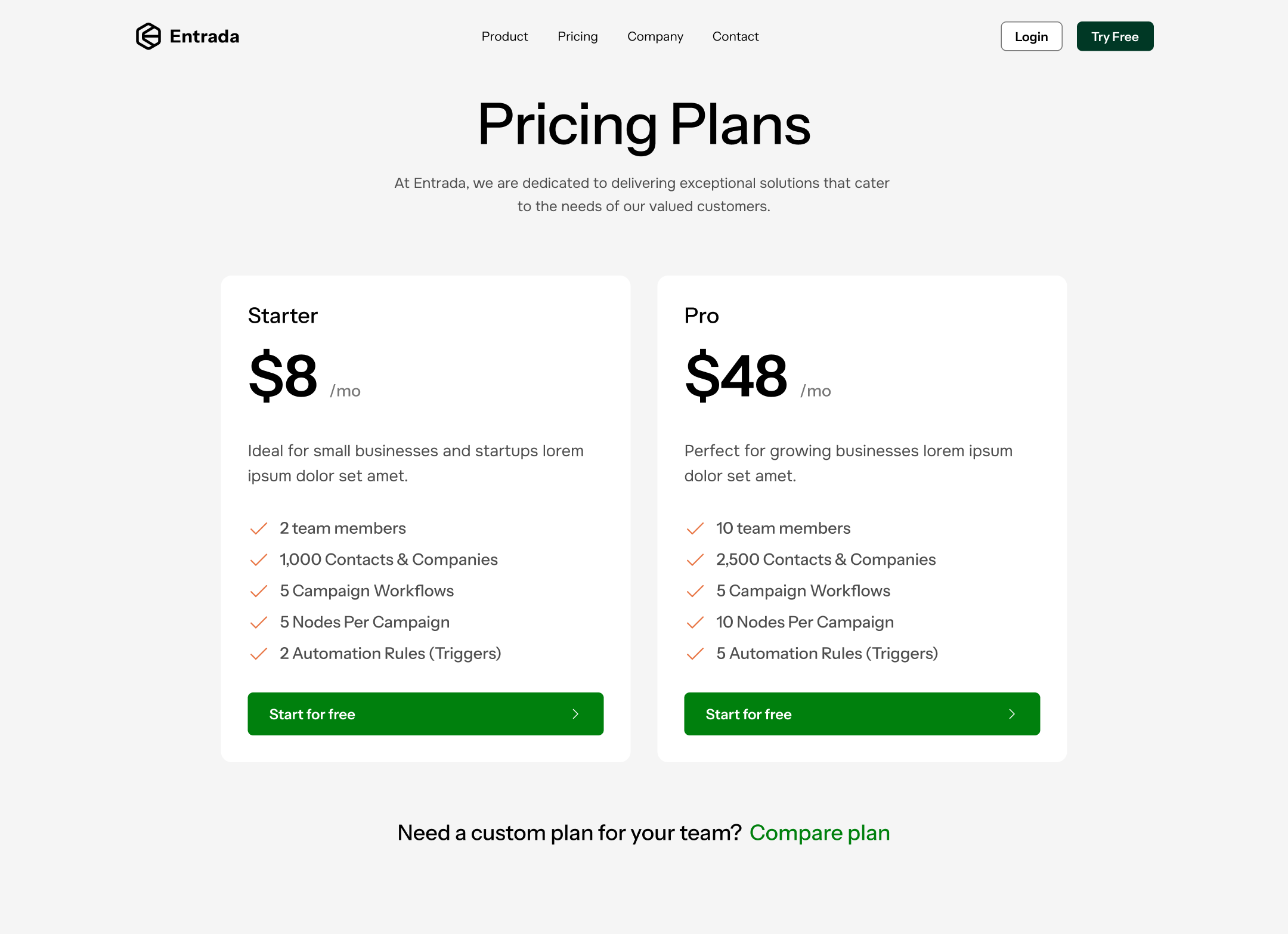 Pricing Page Variation 2