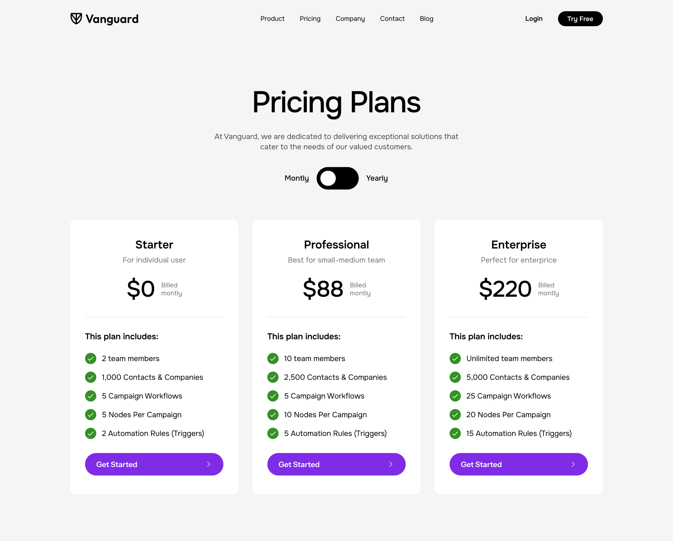 Pricing Page Variation 1
