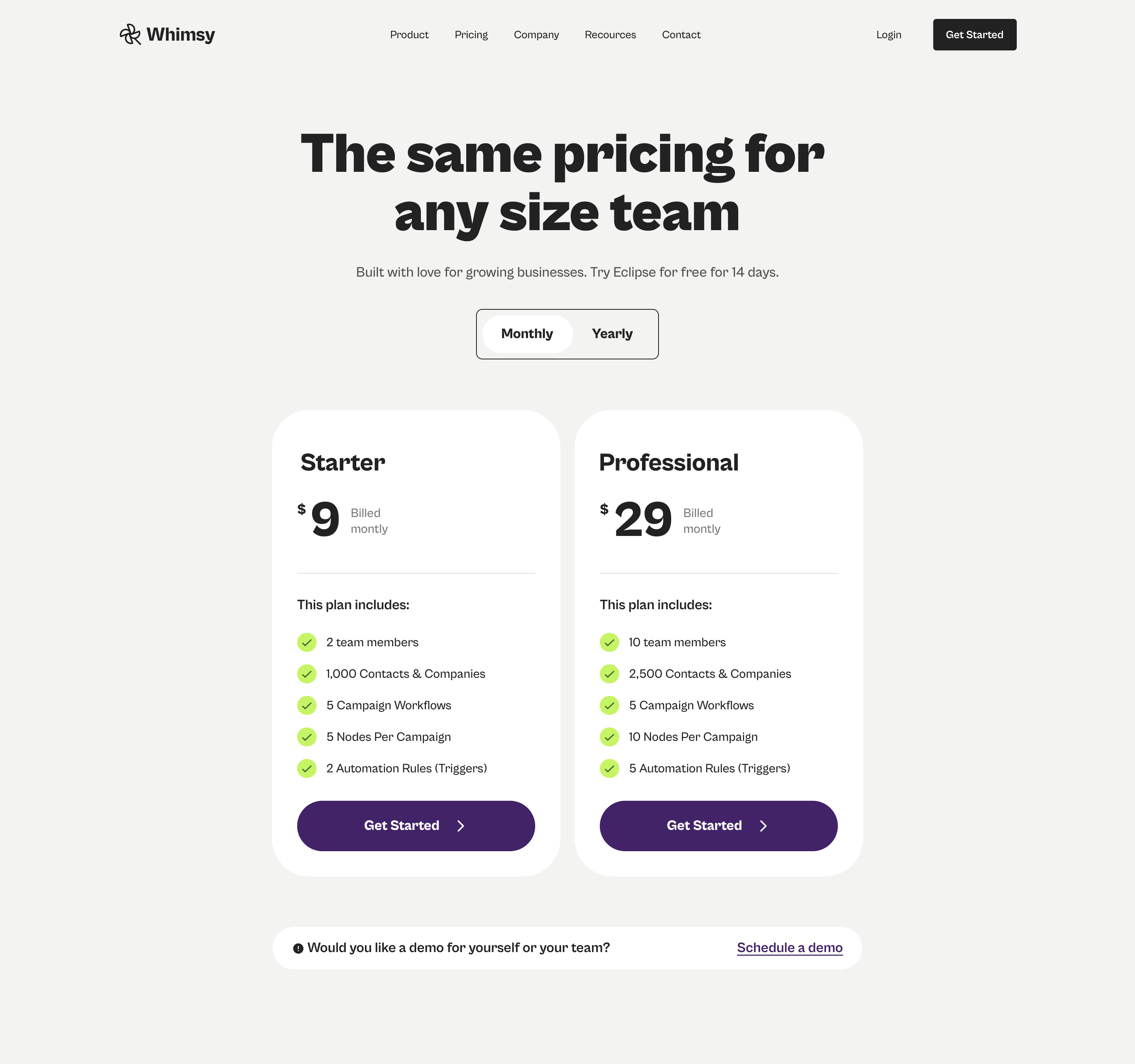 Pricing Page Variation 2